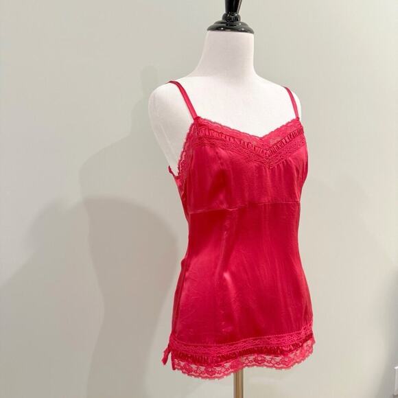 Vintage Y2K Tank Top Size XS Hot Pink 100% Silk Cami Girly Soft Girl Babydoll - Picture 3 of 16